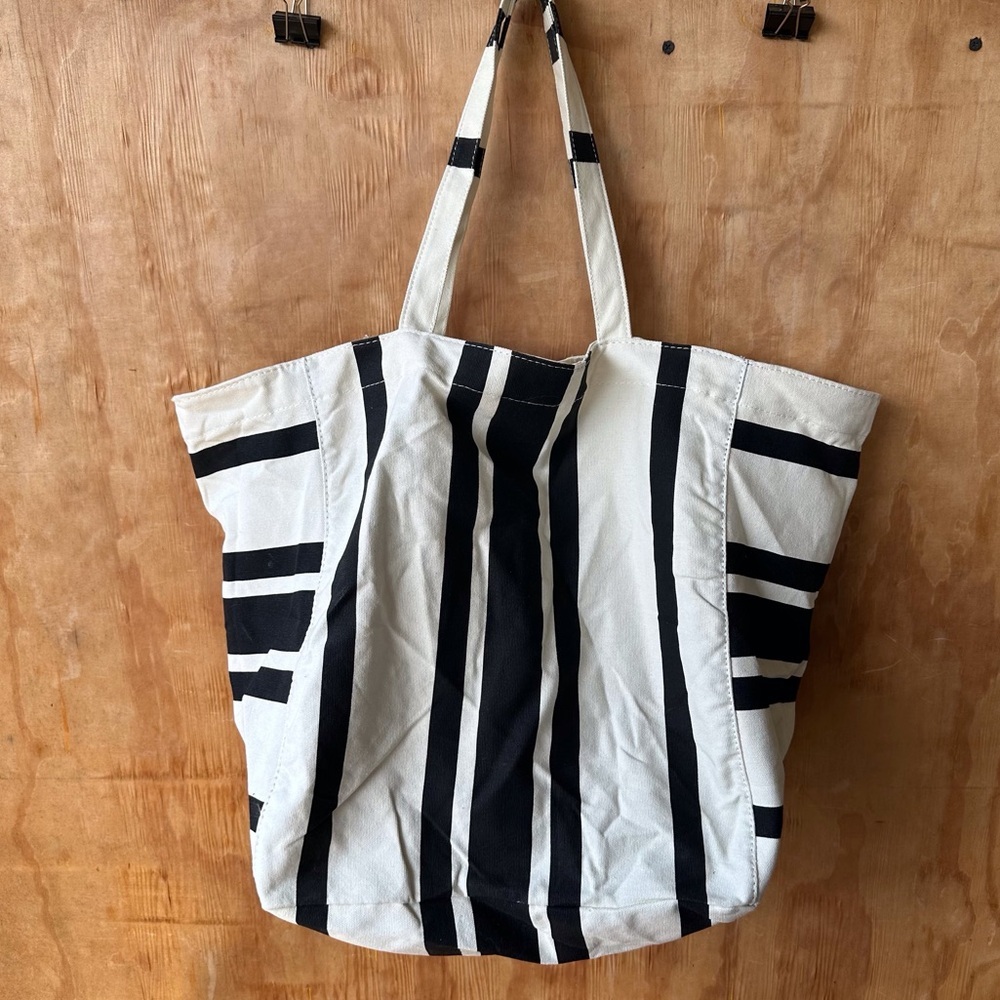 K. Jordan Cotton Black and White Tote